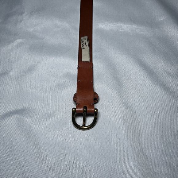 Women's Fossil Belt Cream Blue Stripe w/ Brown Leather Accent Size S EUC - Picture 3 of 10